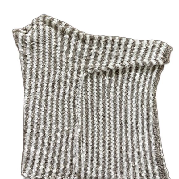 Georgina Estefania LINEN/COTTON LOOSE WEAVE STRIPE asymmetrical ARM top M - Picture 8 of 16